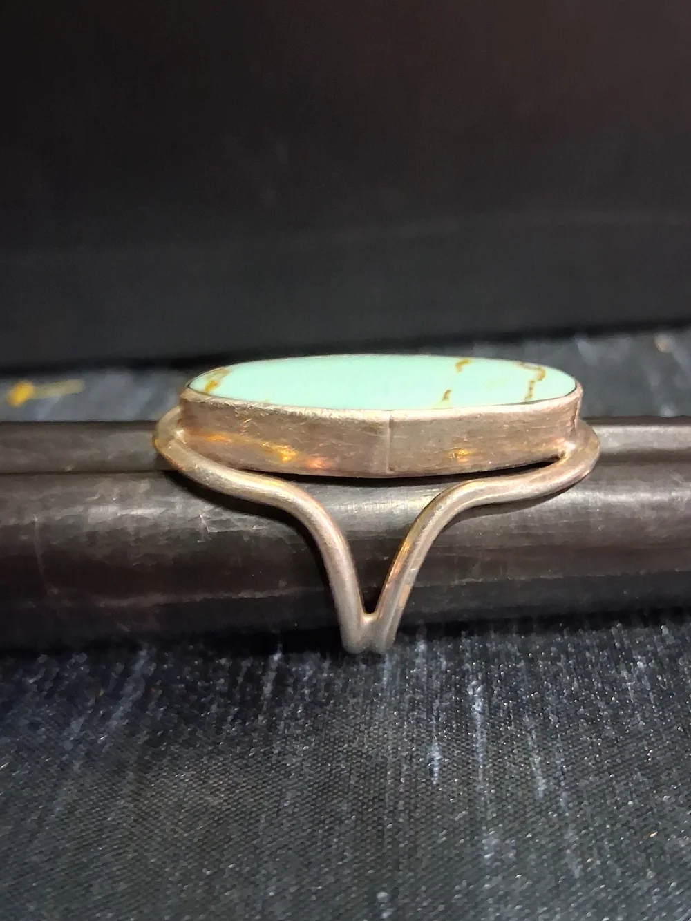 Sterling Silver Turquoise Oval Stone Ring - Mint Blue Southwest Sz 5 Mexico - Picture 4 of 6